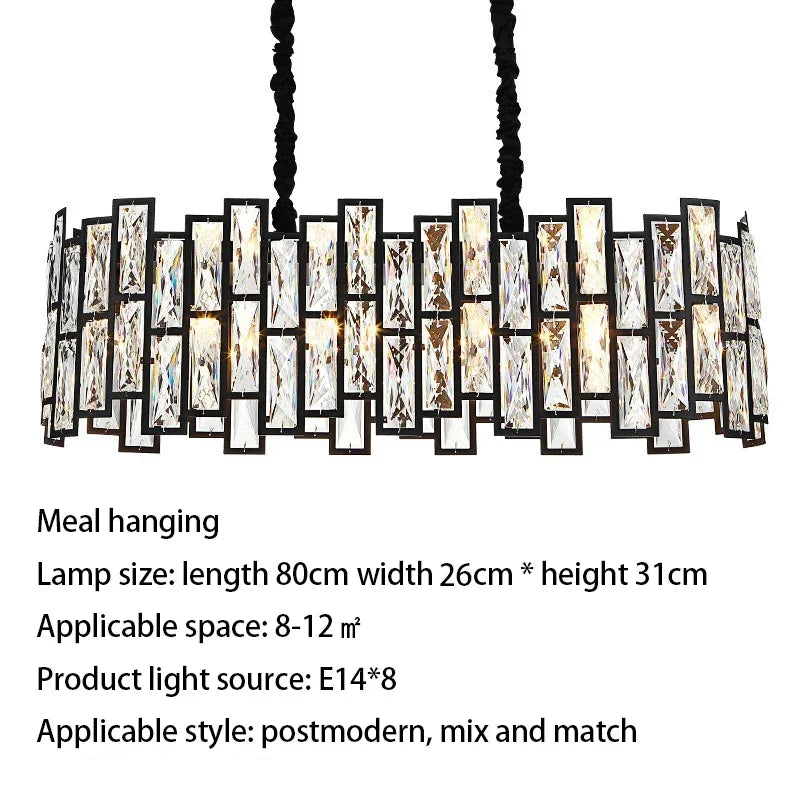 Afralia™ Modern Black Crystal LED Pendant Light for Dining Room and Bedroom