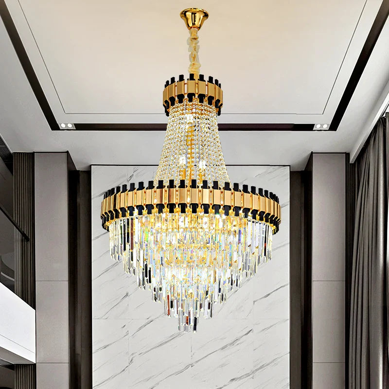 Afralia™ Crystal Chandelier for Duplex Villa Living Room with Intelligent Dimming