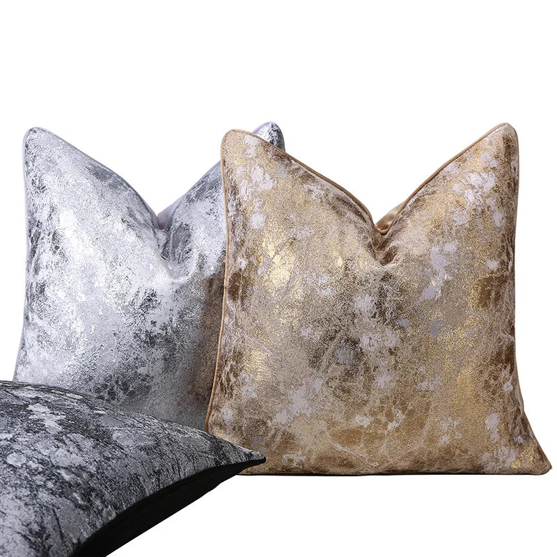 Afralia™ Luxury High End Pillow Cover for Sofa Decor, Gold Silver Decorative Cushion Cover