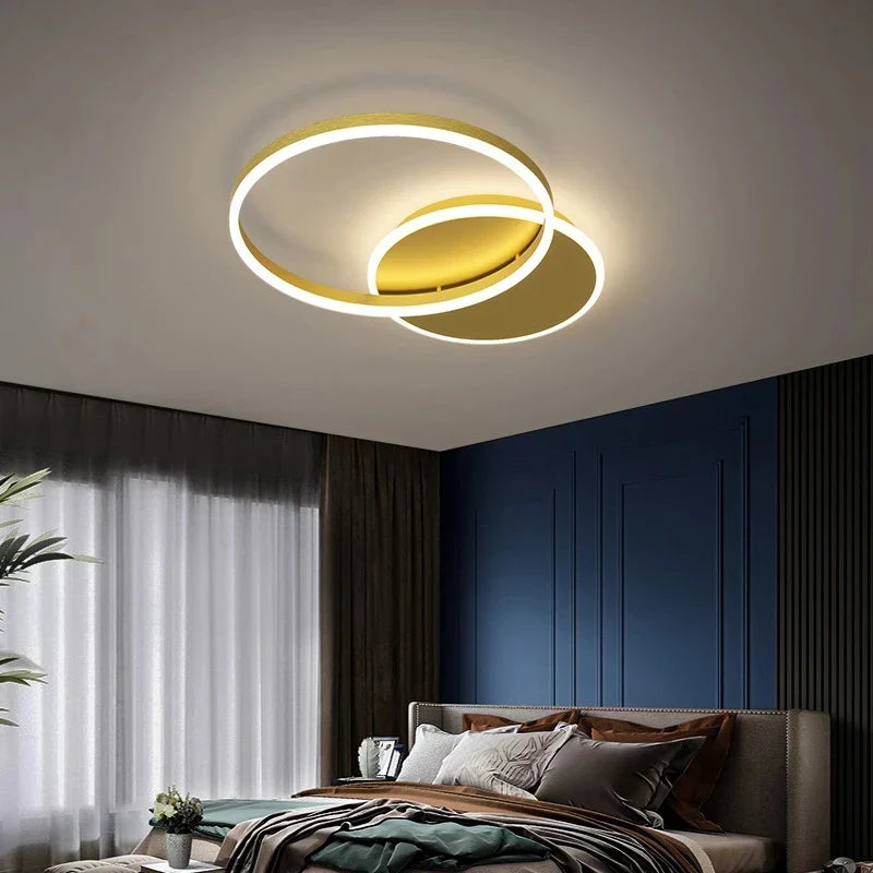 Afralia™ Aluminum Circle LED Chandelier Ceiling Light for Bedroom Living Room Kitchen