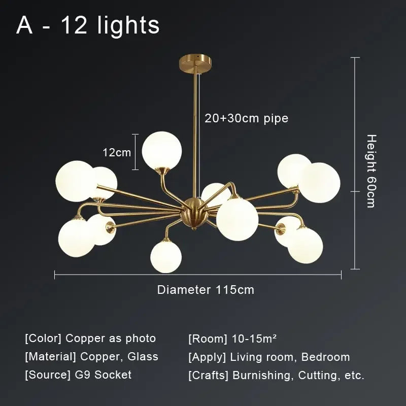 Afralia™ Copper Ceiling Chandelier for Home Decor Lighting