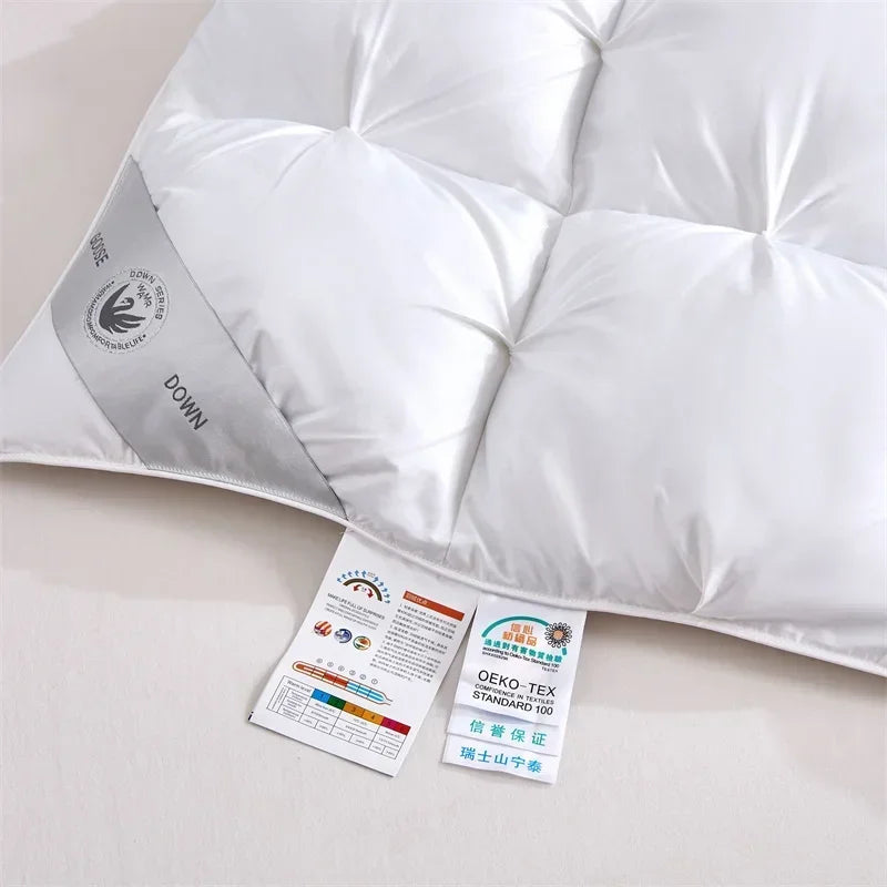 Afralia™ Luxury White Goose Down Quilt for Queen King Bed Warm Cozy Lightweight Comforter