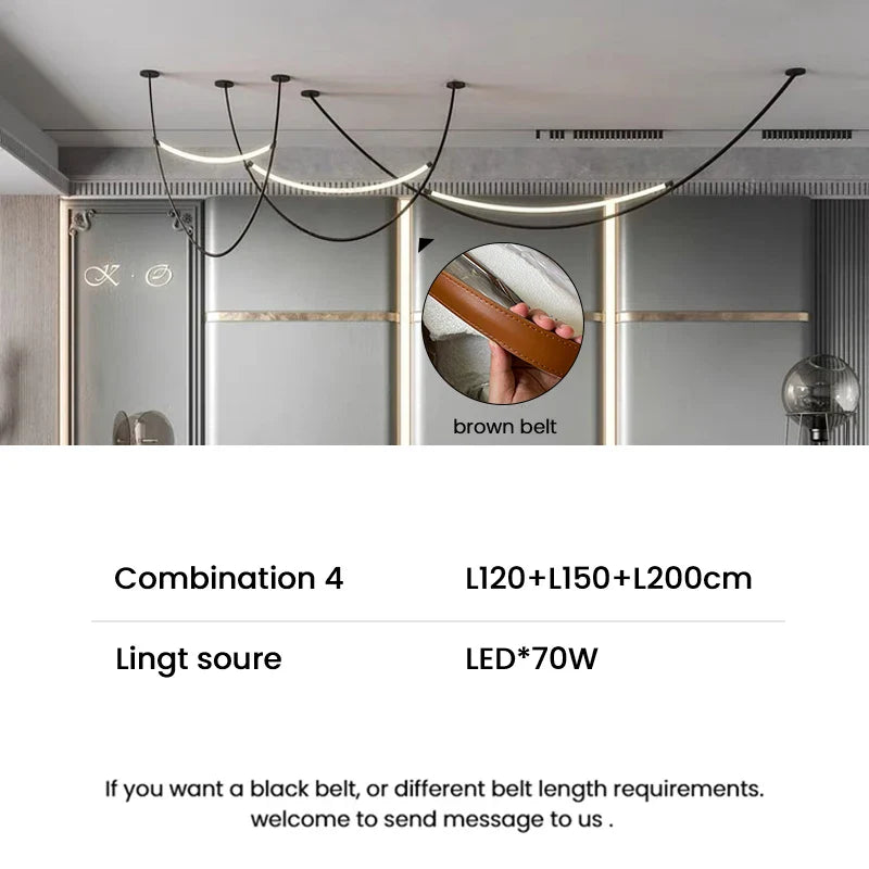 Afralia™ Modern Leather Belt Pendant Lights for Living Room Chandelier