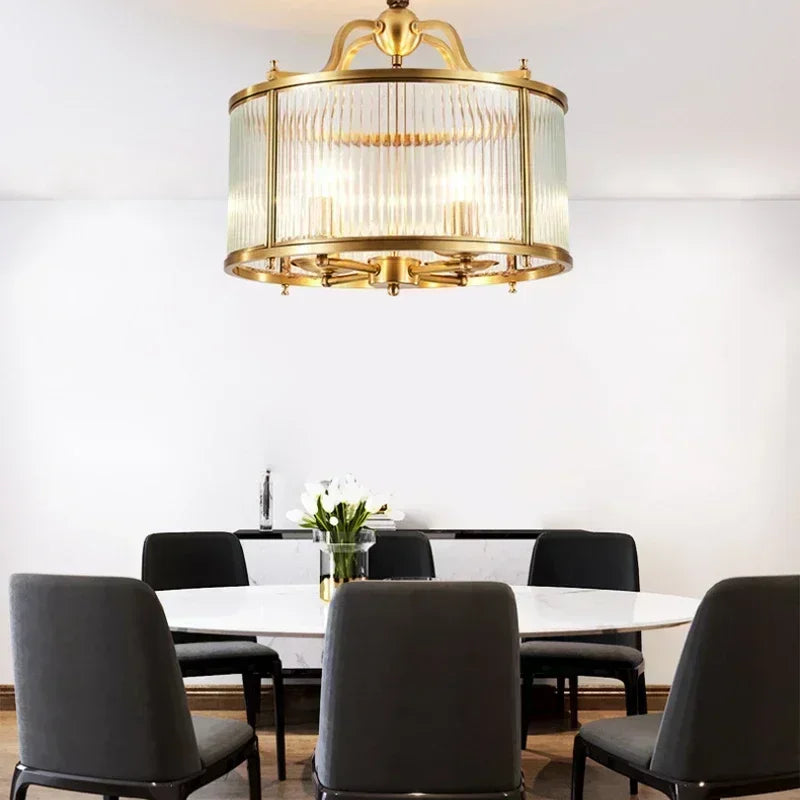 Afralia™ Glass Chandelier: Golden Copper Luxury Ceiling Pendant Light Fixture for Living Room