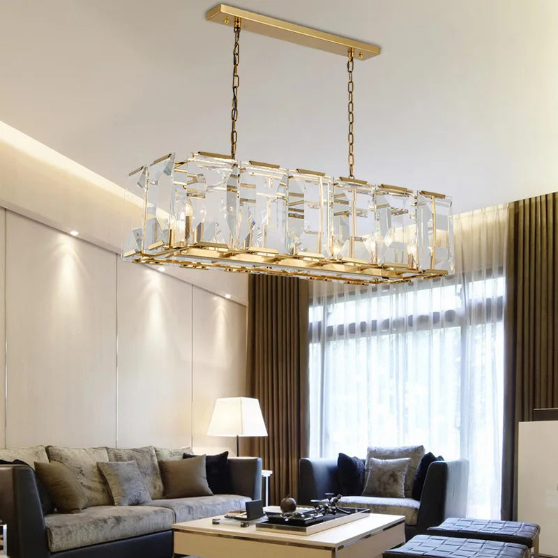 Afralia™ Modern LED Crystal Chandelier for Dining Living Bedroom - Elegant Round Rectangle Design