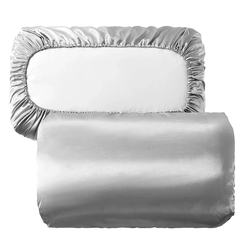 Afralia™ Imitation Silk Elastic Band Pillowcase Queen King Size Smooth Satin Luxury Bedding