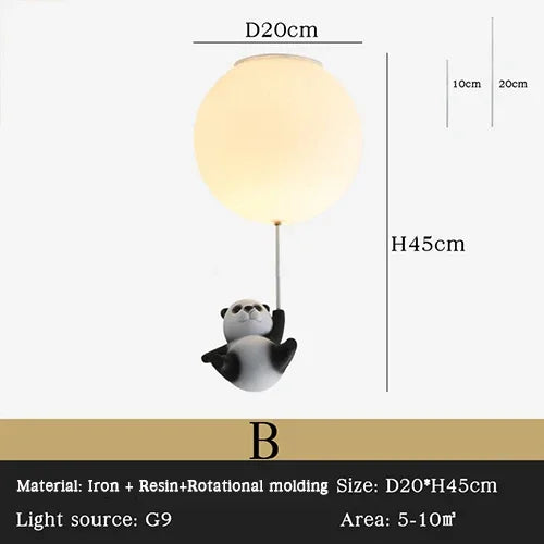 Afralia™ Kids Bear LED Ceiling Chandelier, Cute Bedroom Pendant Light for Boys and Girls