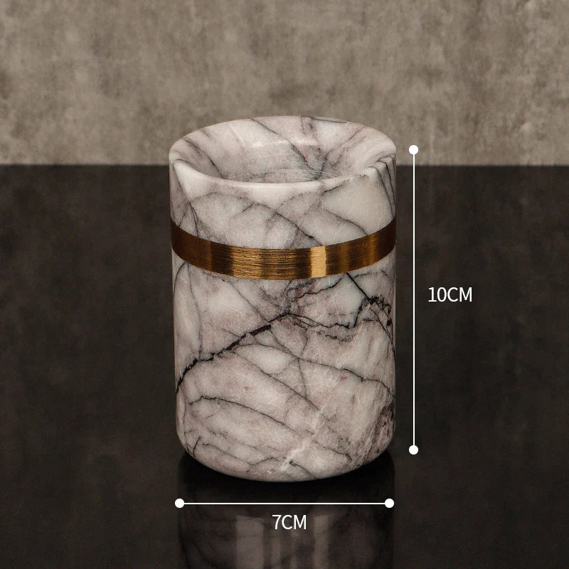 Afralia™ Lilac Marble Bathroom Set: Soap Dispenser, Toothbrush Holder, Soap Dish Tray.