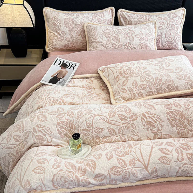 Afralia™ Luxe Rabbit Fur Edged Plush Duvet Cover: Winter Warmth & Cozy Luxury