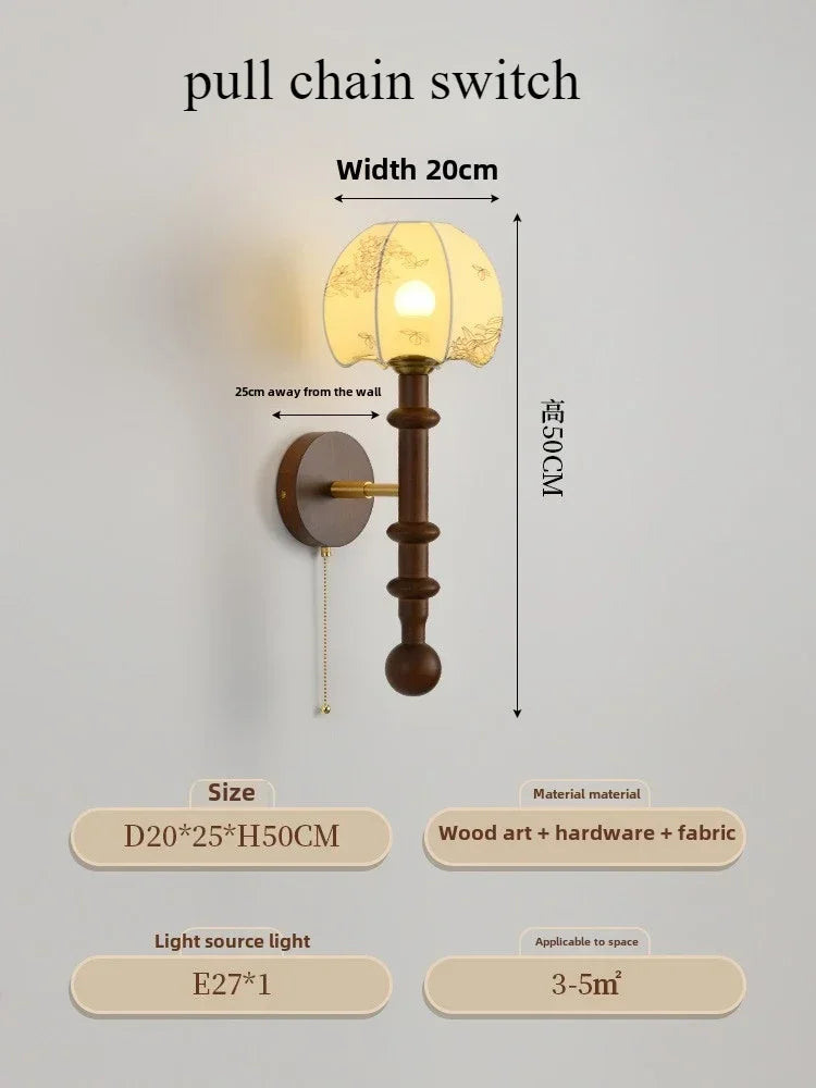 Afralia™ Wood Glass Ball Wall Sconce: Long LED Fixture for Living Room, Bedroom, Hotel