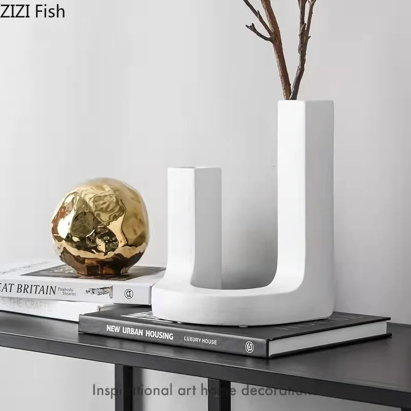 Afralia™ Modern Ceramic Vase Creative Decor for Home Office Flowers Arrangement