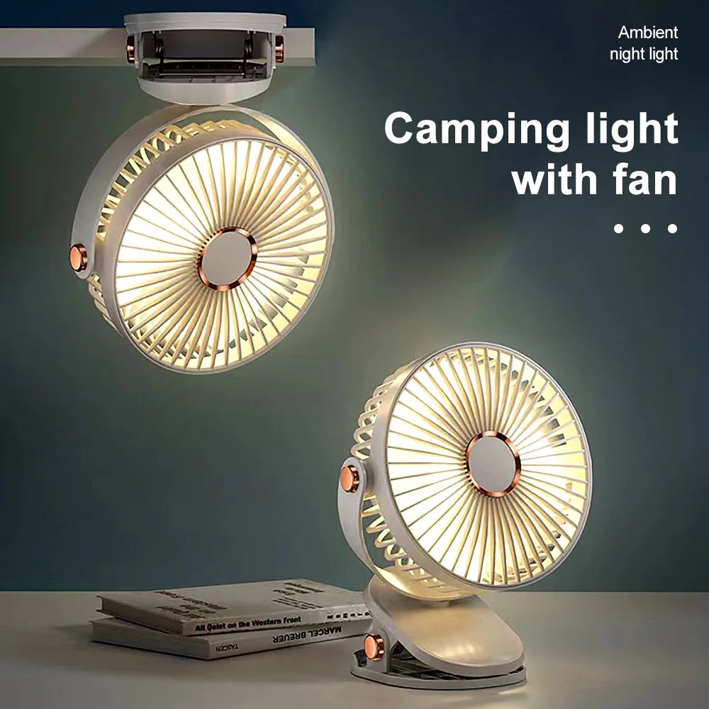 Afralia™ LED Clip Fan: Rechargeable, Silent, 5-Speed Desk Fan & Night Light