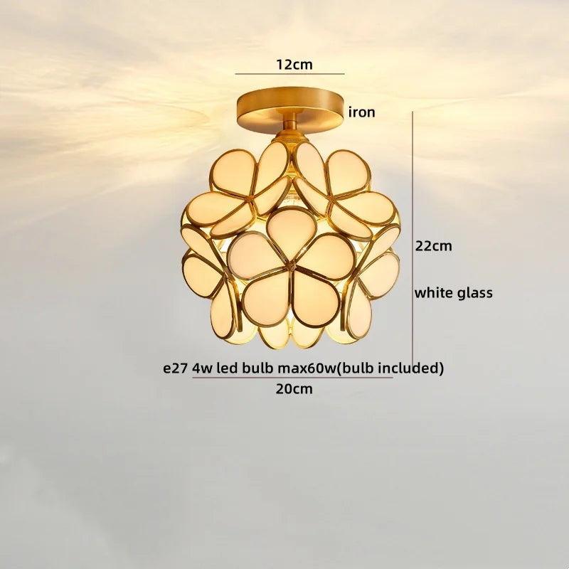 Afralia™ Nordic Flower Ball LED Ceiling Lights Copper Glass Chandelier