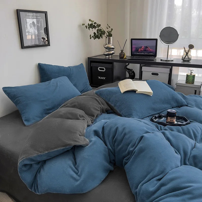 Afralia™ Milk Velvet Duvet Cover: Double-Sided Flannel, Warm & Skin-Friendly Comforter Cover