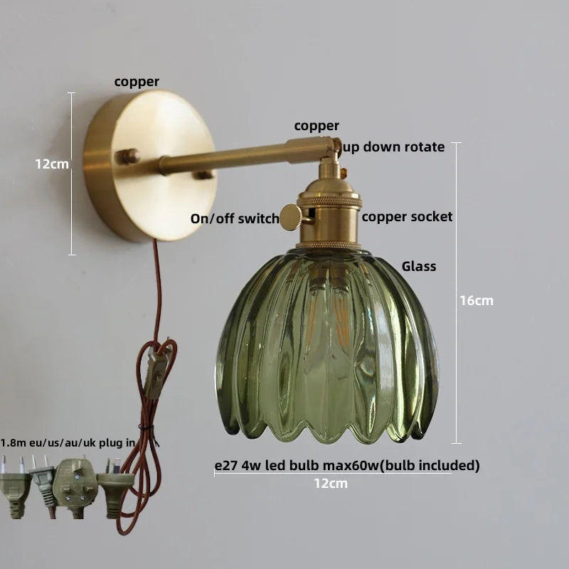 Afralia™ Clear Glass LED Wall Lights Up Down Rotate Copper Nordic Modern Stair Sconce