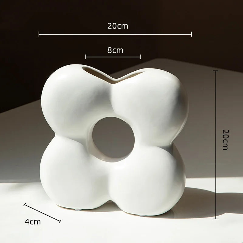 Afralia™ Geometric Petals Ceramic Vase for Home Decor and Flower Arrangement