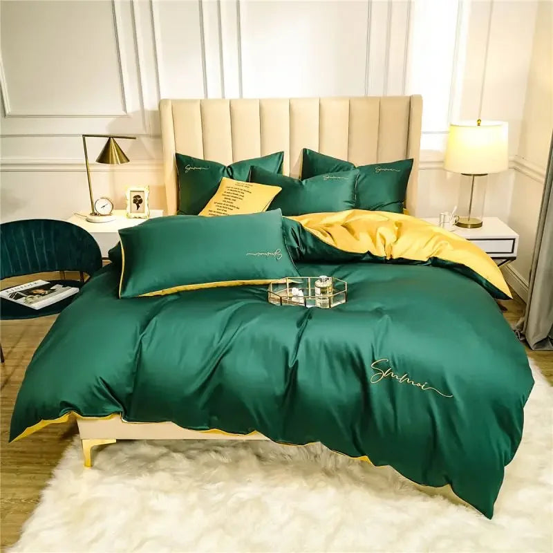 Afralia™ Egyptian Cotton Bedding Set with Sheet Pillowcase Blanket Cover - Queen King Size