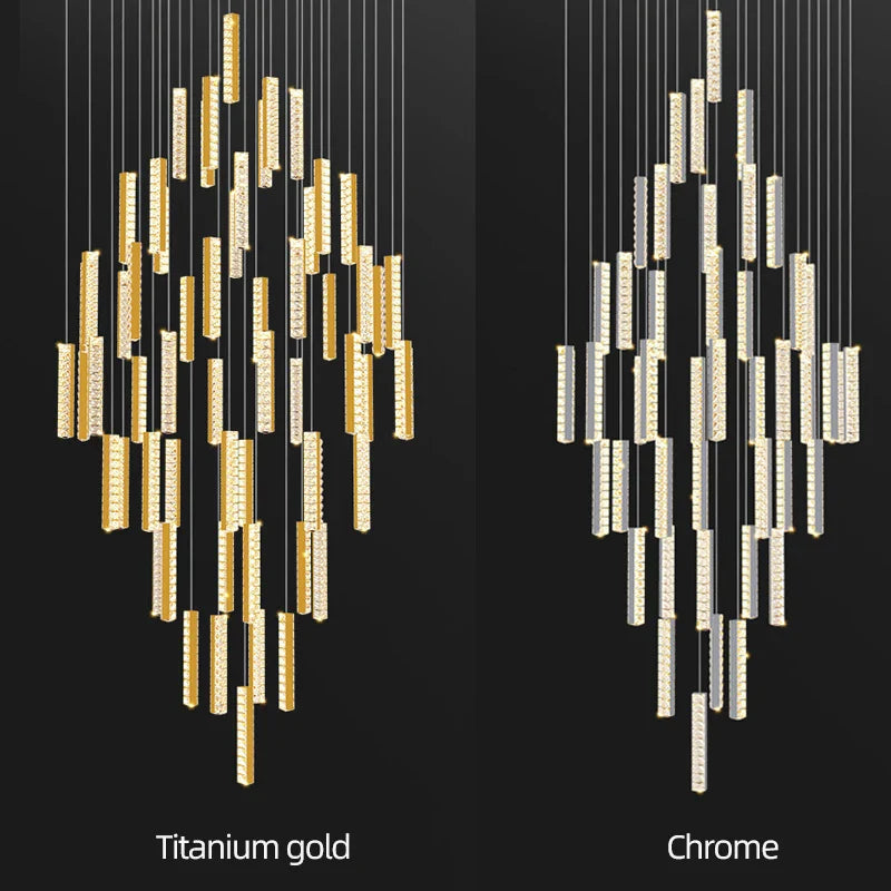 Afralia™ Modern Luxury Crystal Chandelier for Hall Restaurant Stair Dimmable