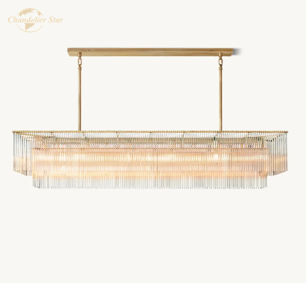 Afralia™ Amadeo Crystal LED Chandelier: Modern Rectangular Pendant Light for Kitchen Island, Dining Room