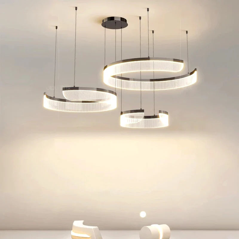 Afralia™ Modern LED Pendant Ceiling Chandelier for Indoor Dining Room and Living Room