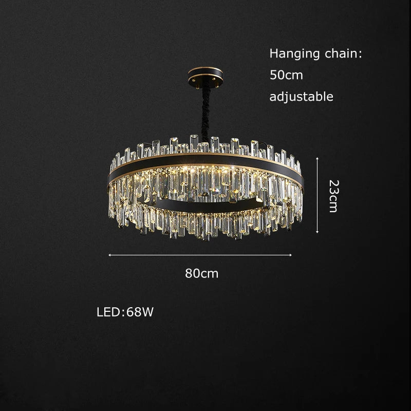 Afralia™ Crystal Chandelier Round Light Fixture for Luxury Living Room Décor