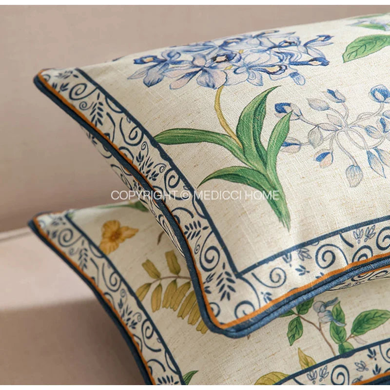 Afralia™ Botanical Leaf Watercolor Printed Linen Lumbar Pillowcase 30x50cm