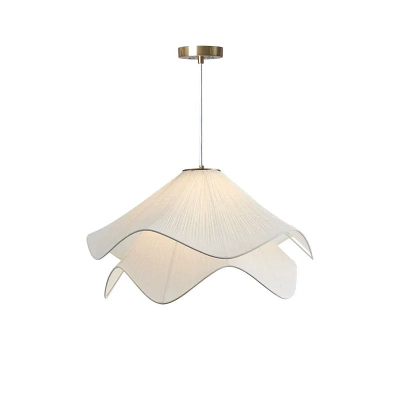 Afralia™ Cream Fabric LED Pendant Lights - Nordic Minimalist Style Chandelier for Home Decor