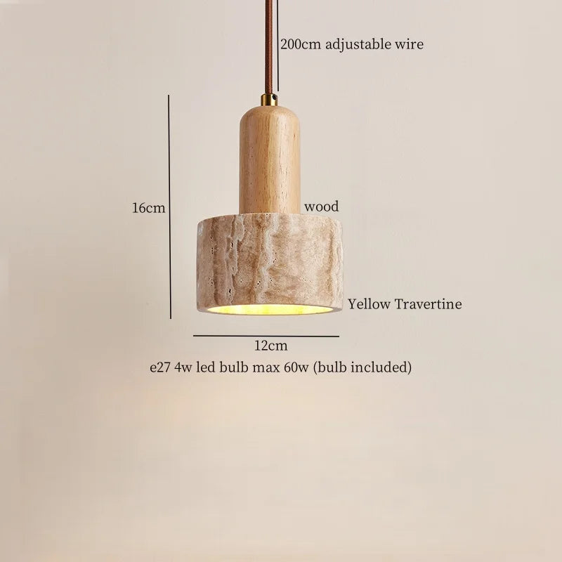 Afralia™ Yellow Travertine LED Pendant Lamps for Dining Table & Kitchen