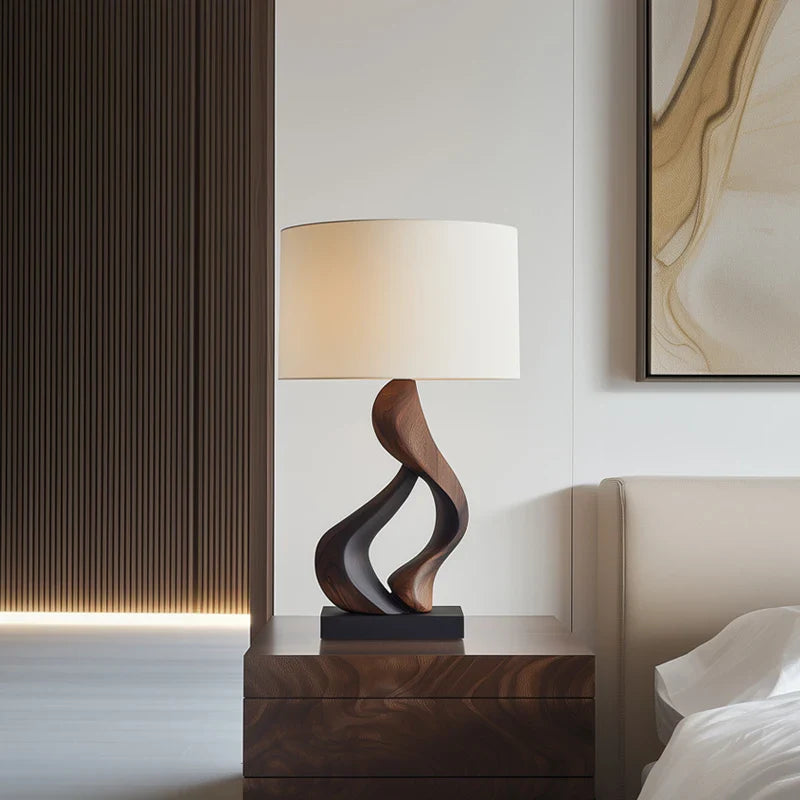Afralia™ Solid Wood Table Lamp for Living Room, Study, Bedroom, Art Lighting