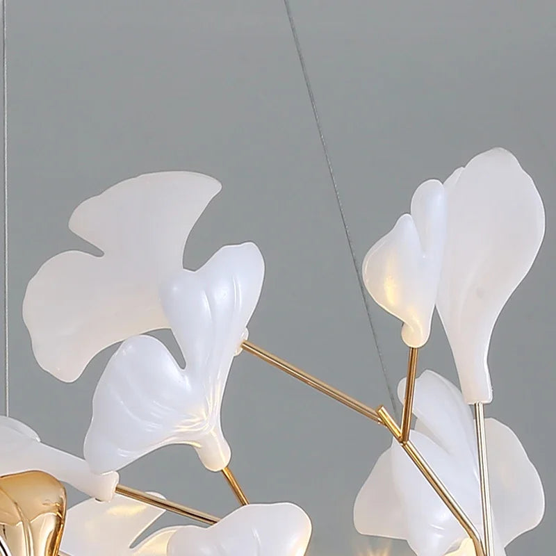 Afralia™ Nordic Ginkgo Leaf Chandelier LED Pendant Light for Living Dining Bedroom