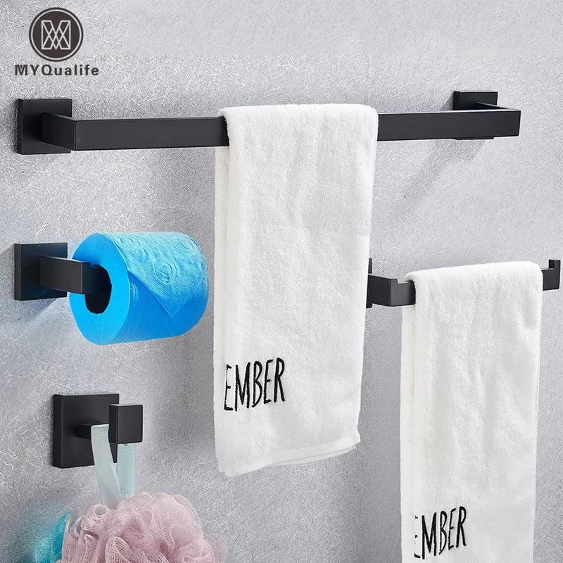 Afralia™ Stainless Steel Bathroom Hardware Set: Hook, Paper Holder, Towel Bar - Wall-mounted, Kitchen Facilities