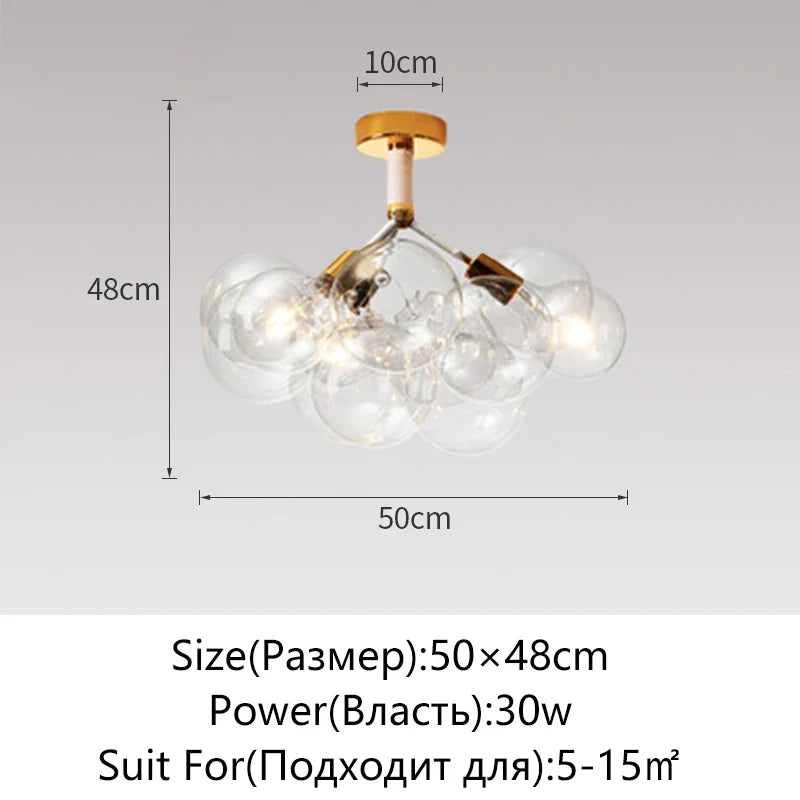 Nordic Glass Chandelier Ceiling Pendant Light by Afralia™. Luxe Home Decor Fixture for Living Room and Bedroom.