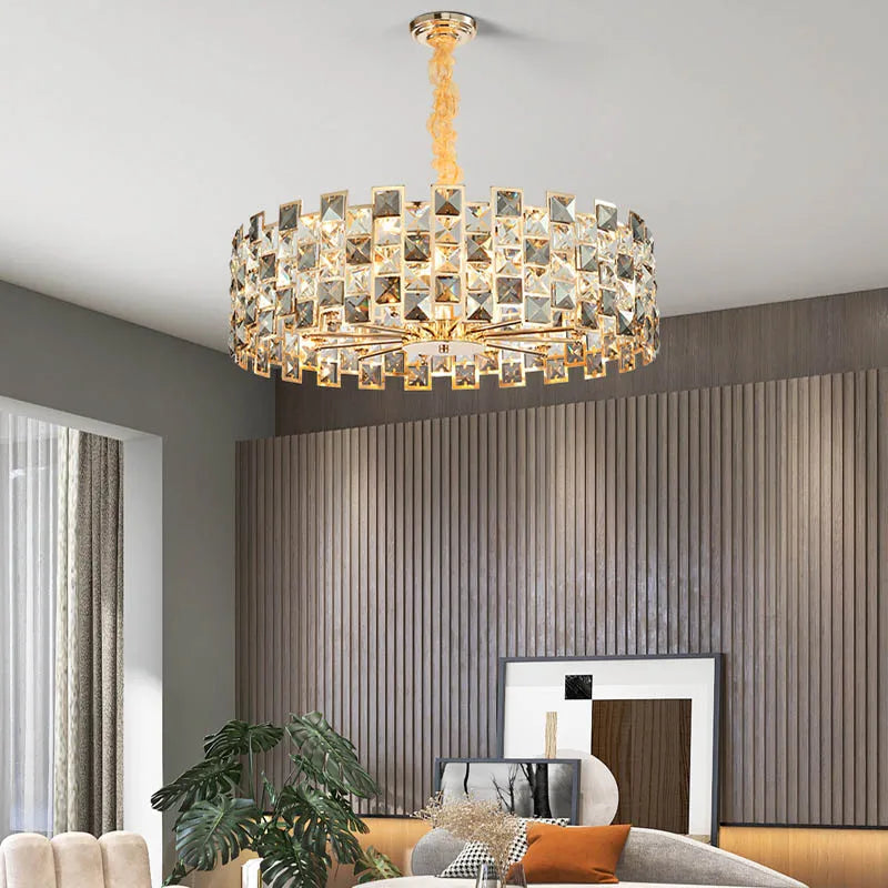 "2025 Afralia™ Crystal Gold Chandelier Pendant Lamp for Luxury Home Decor"