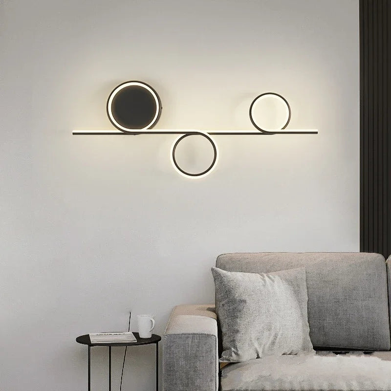 Afralia™ Circle Straight Bar Wall Lamp | Modern Nordic LED Bedroom Living Room Decor