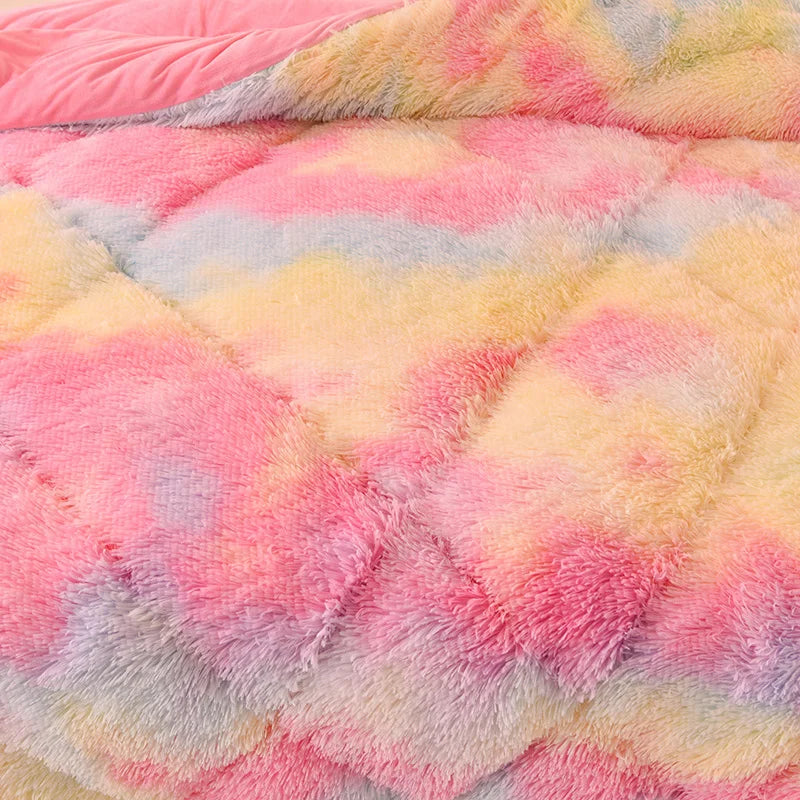 Afralia™ Luxe Mink Fleece Flannel Patchwork Quilt: Soft, Warm, & Cozy Gradient Bedclothes
