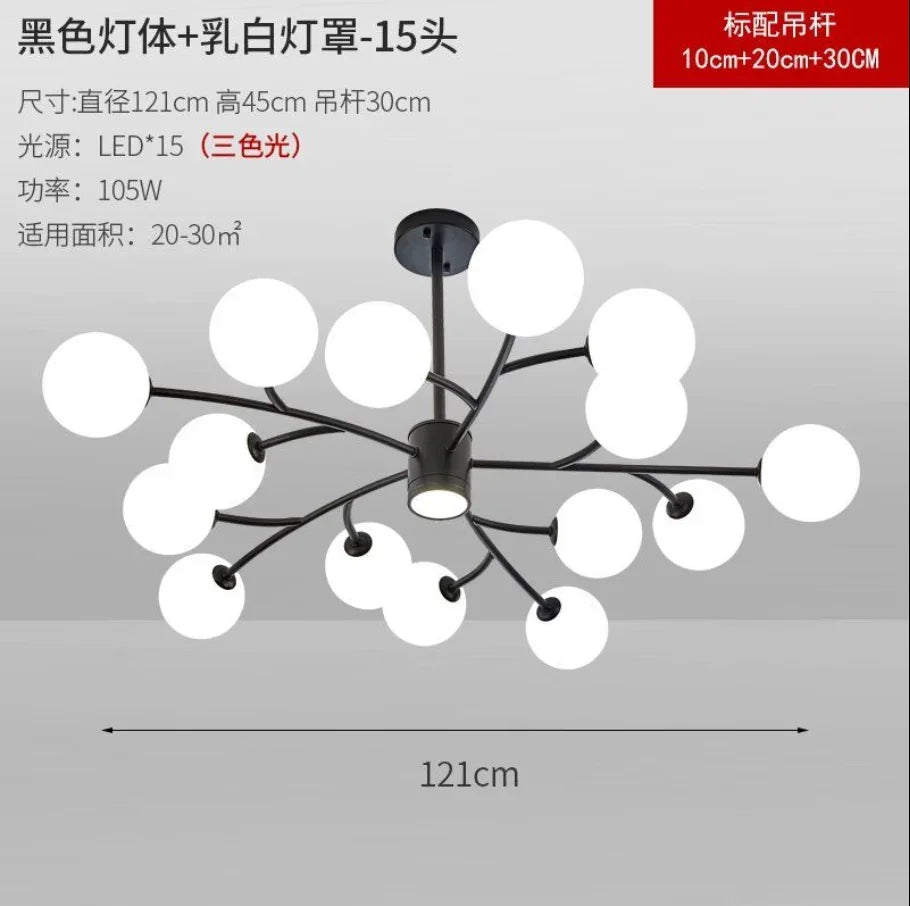 Afralia™ Nordic Glass Ball LED Ceiling Chandelier for Home Decor Fixture
