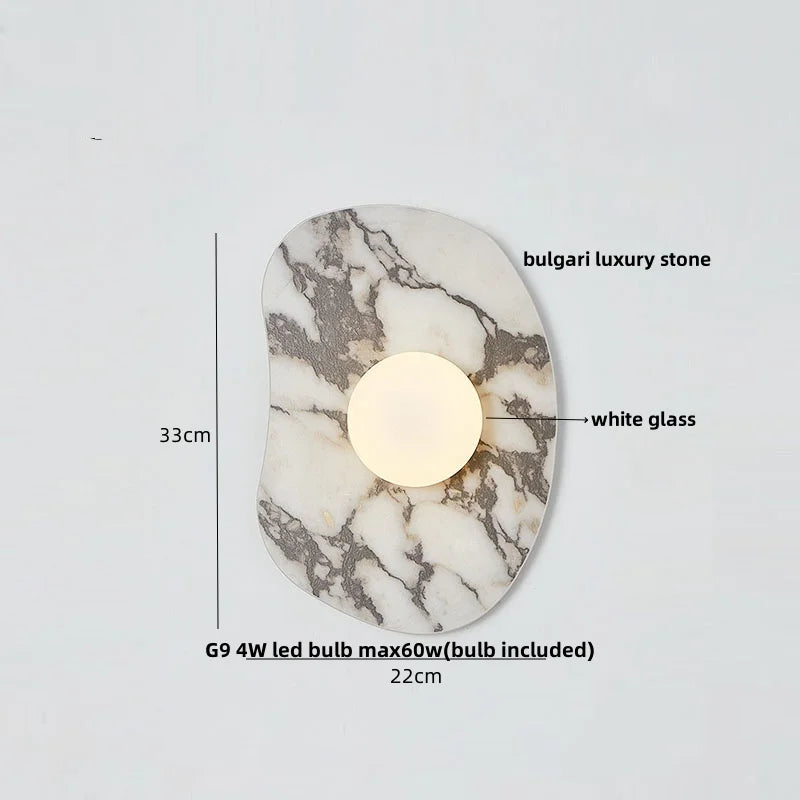 Afralia™ Green Marble Stone LED Wall Sconce Lighting for Bedroom and Hallway