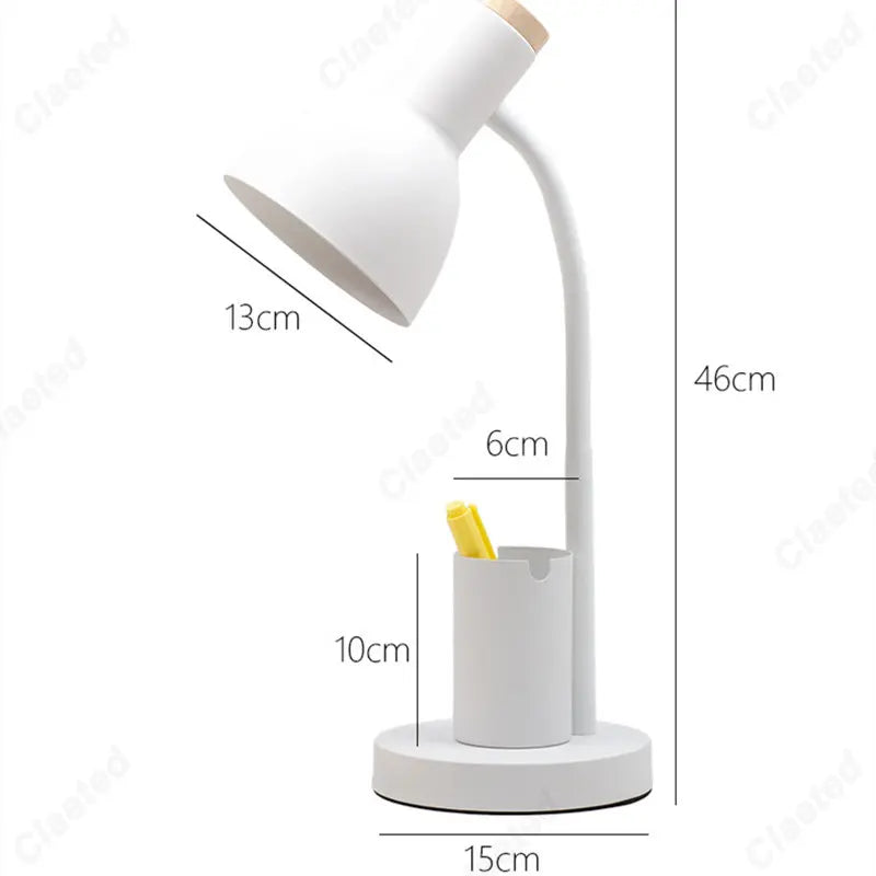 Afralia™ Cute Nordic Desk Lamp with Pen Holder for Home Office and Bedroom