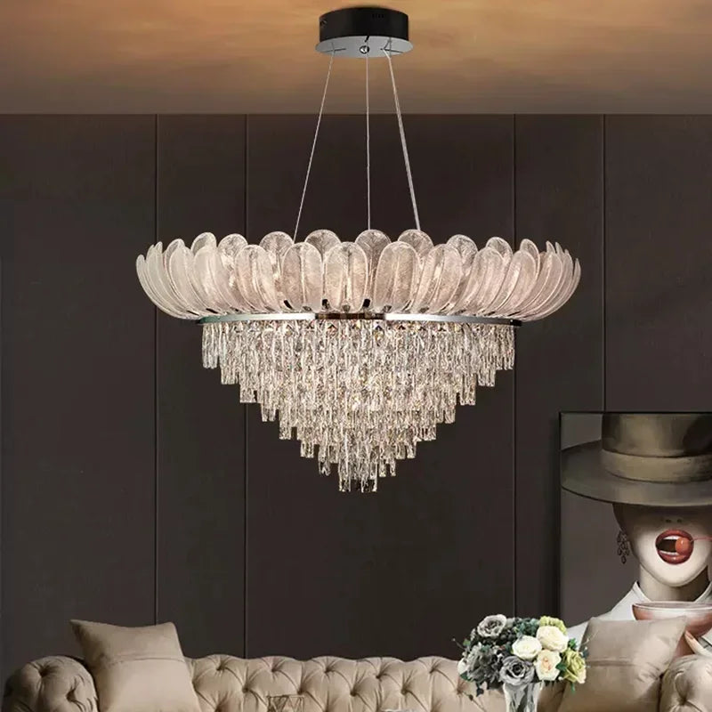 Afralia™ Crystal Crown Chandelier: Luxe Ceiling Light for Home, Shop & Lobby