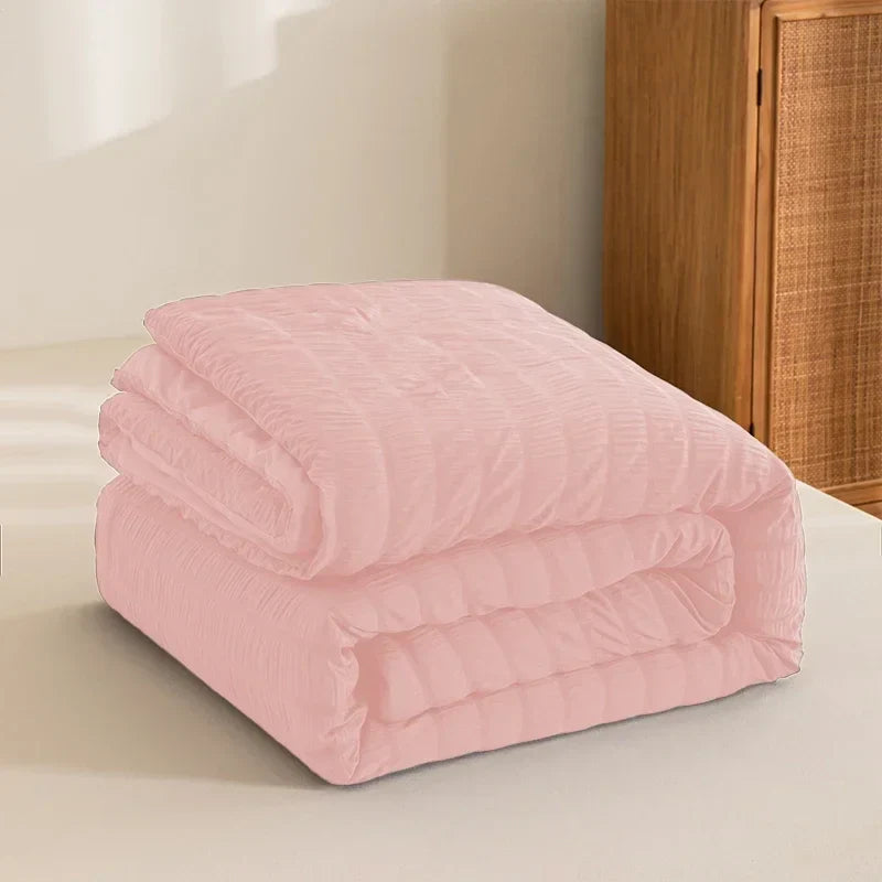 Afralia™ King Size Seersucker Quilt: Soft, Breathable, All-Season Comforter