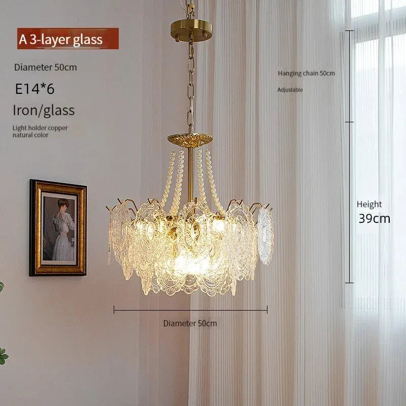 Afralia™ Clear Glass LED Chandelier: Modern French Style Hanging Fixture for Bedroom, Living Room & Kitchen