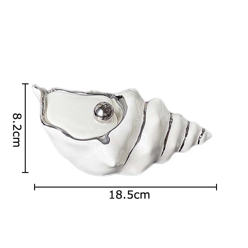 Afralia™ Conch Ashtray: Silver Plated Desk Decoration & Windproof Ceramic Smoking Accessory