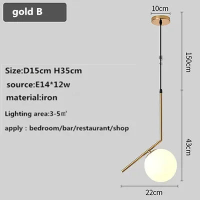 Afralia™ Glass Ball Chandelier Nordic LED Pendant for Restaurant Decor Bedroom Kitchen Dining