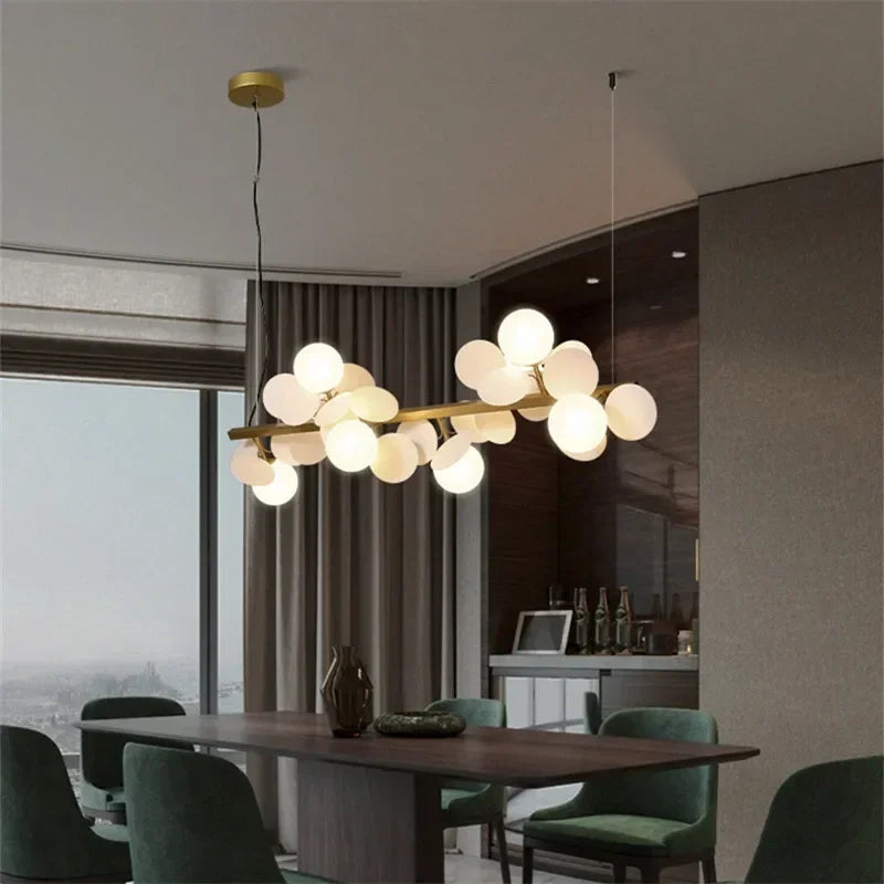Afralia™ Nordic Glass Ball LED Chandelier - Elegant Lighting Fixture for Home Decor