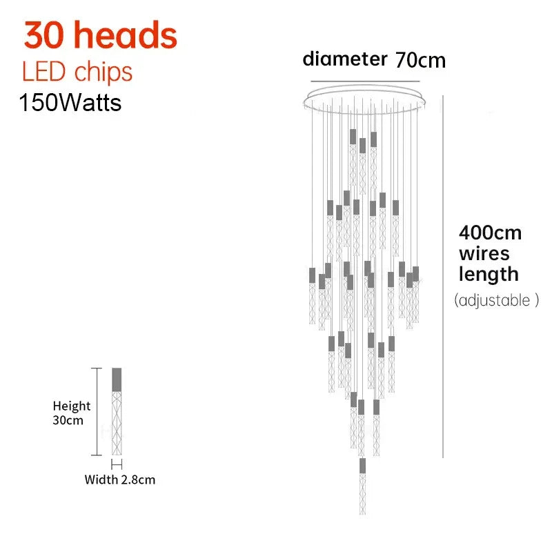 Afralia™ Crystal Staircase Chandelier: Luxury LED Pendant Lighting for Dining Rooms, Villas, and Attics