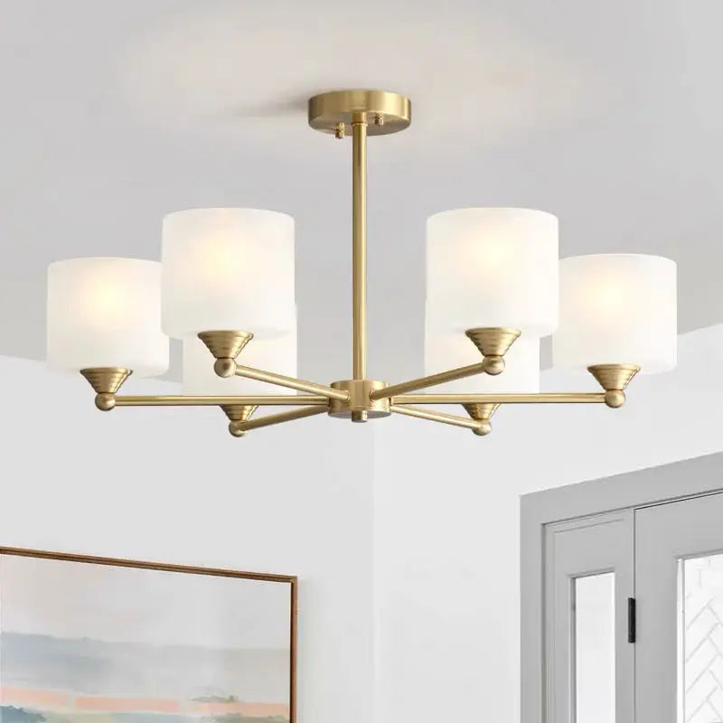 Afralia™ LED Black/Gold Ceiling Chandelier with Lampshade for Elegant Living Room Decor