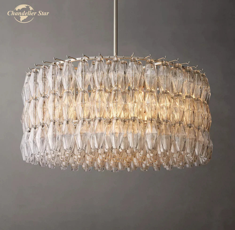 Afralia™ Chiara Clear Glass Modern Black Chandelier for Living Room Dining Kitchen