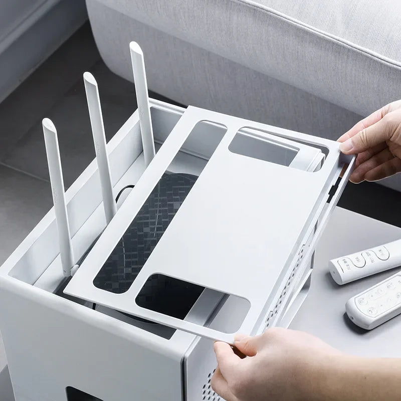 Afralia™ Router & Socket Organizer Rack for TV Set Top Box & Power Strip