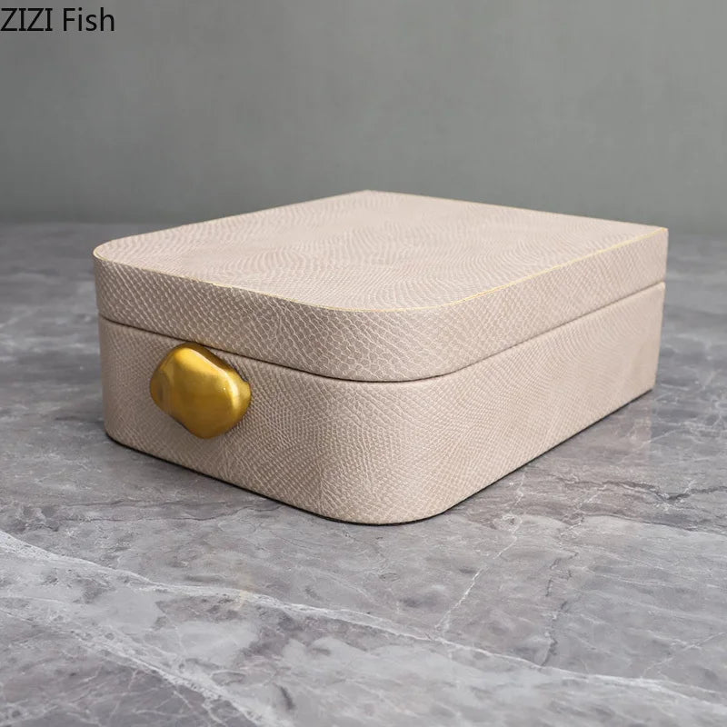 Afralia™ Leather Jewelry Box: Stylish Dresser Table Decor & Storage Jar