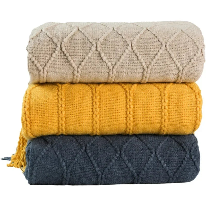 Afralia™ Knitted Wool Blanket - Soft Nordic Throw for Sofa, Bed, or Office